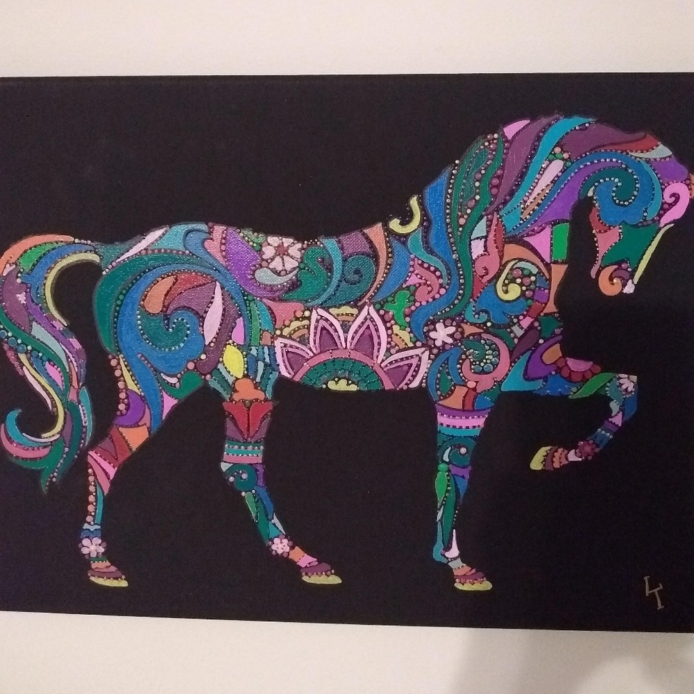 Original Textured Painting "Hippie Horse"